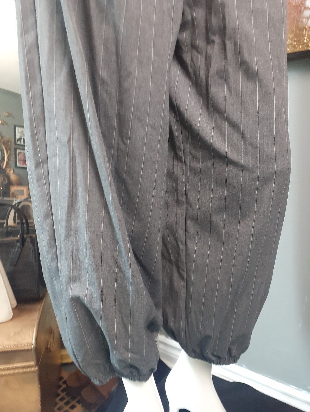 Zara Nwt Pinstripe Balloon Hem Trousers - Gray - Picture 14 of 16